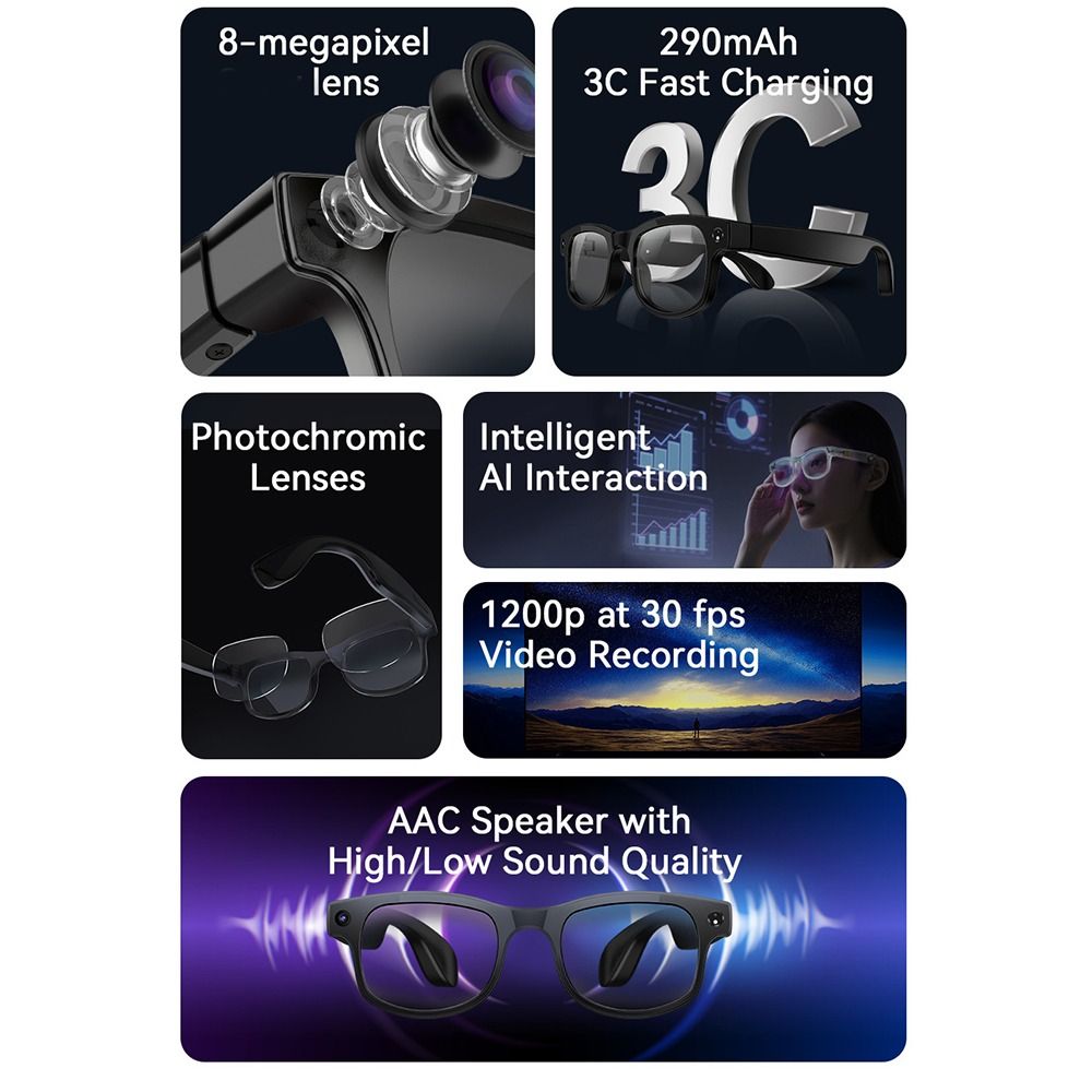 2 in 1 AI Smart Glasses HD Pho - đánh giá và giá Smart Glasses Lens